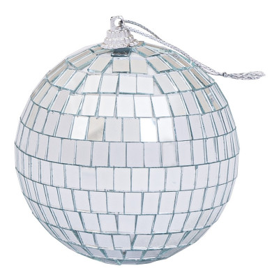 Ασημί Disco Πλαστική Χριστουγεννιάτικη Μπάλα 10cm (Σετ 4 τμχ)